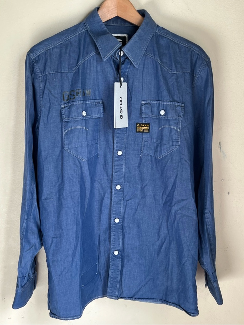 G-Star Denim Button-Down Shirt in Blue
